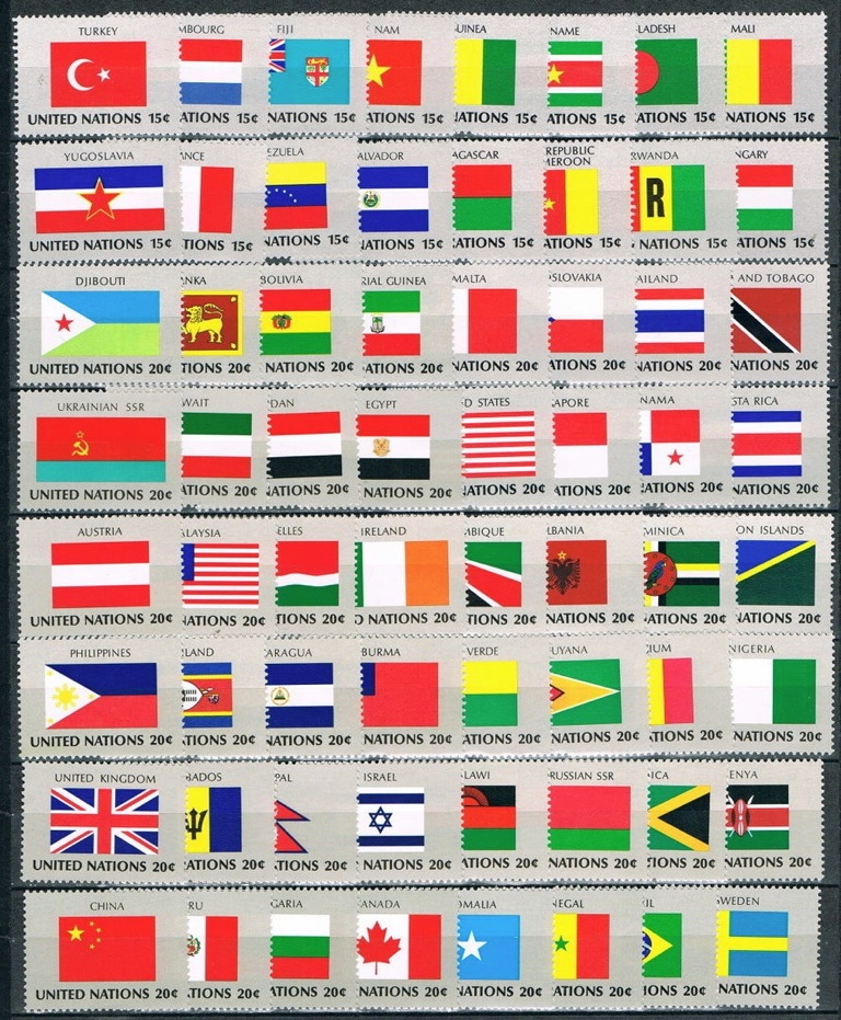United Nations Ny Un Complete Set 128 Flags Issued 1980 To 1987 Mint Nh